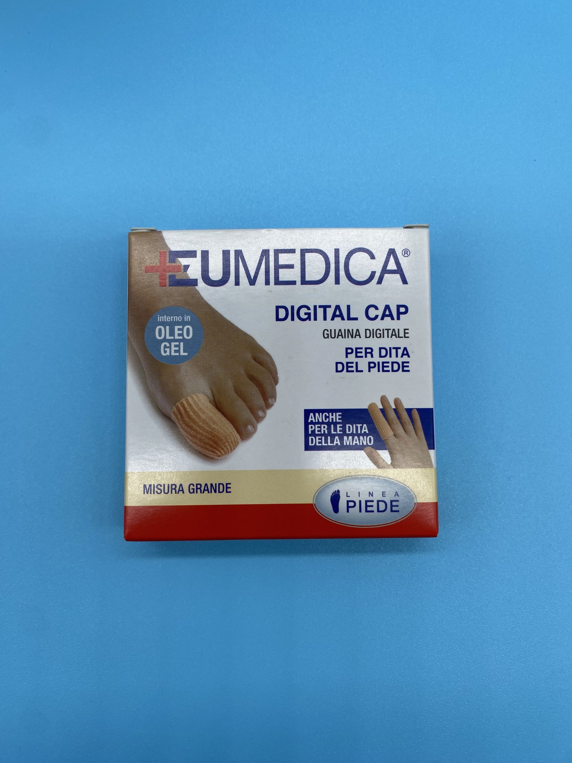 Confezione Digital Cap Eumedica guaina digitale in oleo gel per dita piedi e mani.